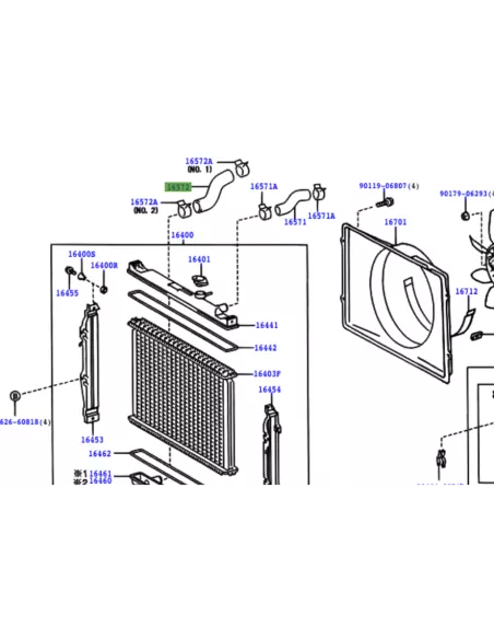 Durite inférieure radiateur de refroidissement KDJ90 KDJ95 TOYOTA -