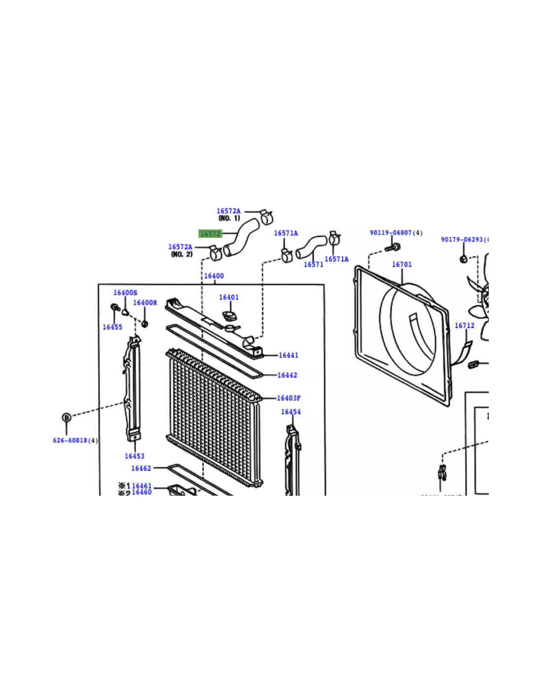 Durite inférieure radiateur de refroidissement KDJ90 KDJ95 TOYOTA -