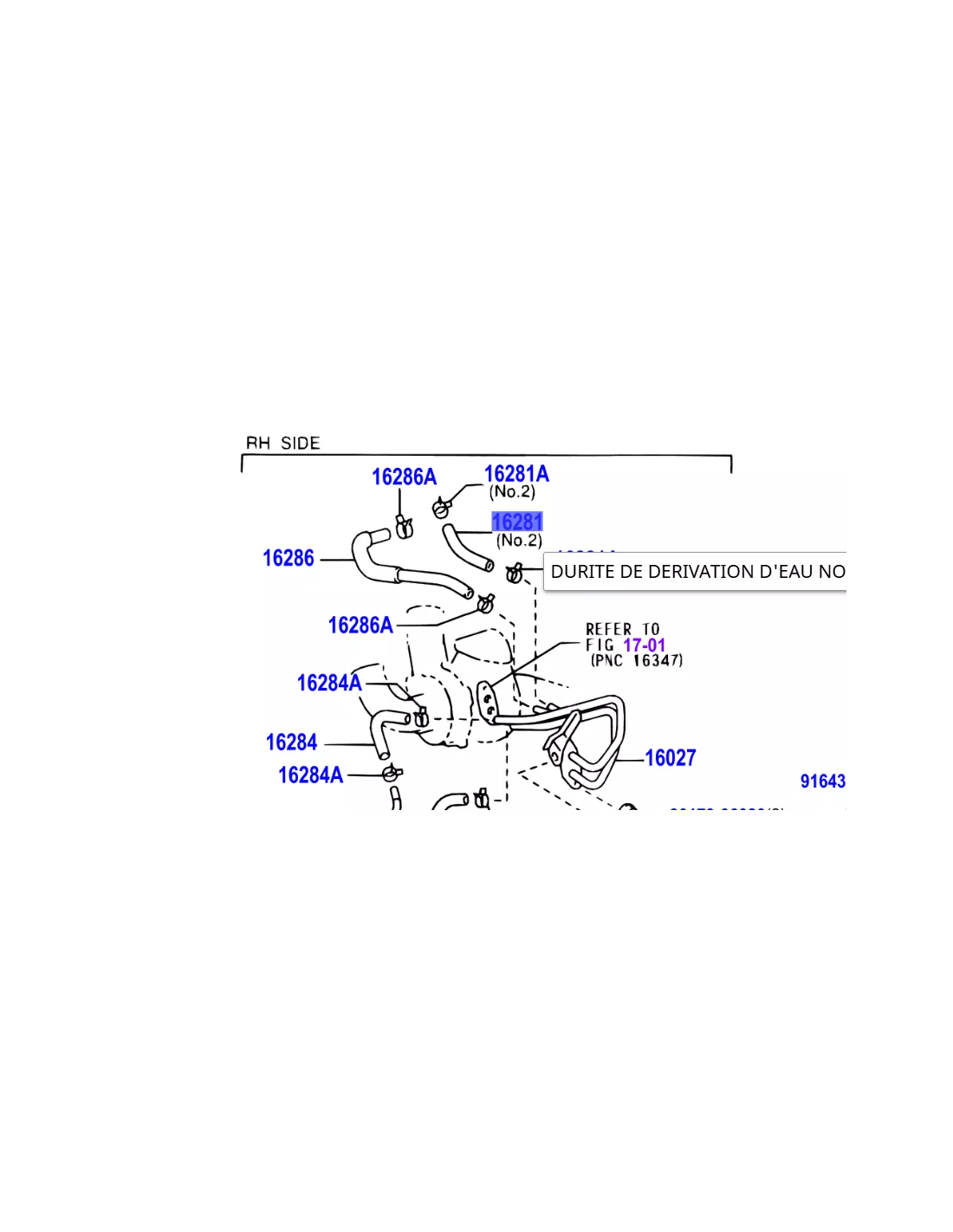 Durite No2 de refroidissement turbo KDJ9 KDJ12 163cv TOYOTA -
