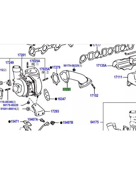 Coude descente de turbo KDJ9 KDJ12 163cv 166cv - entre turbo et