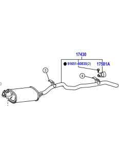 Silencieux échappement HZJ78 HZJ79 - partie arrière TOYOTA -