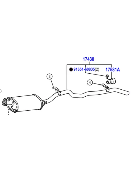 Silencieux échappement HZJ78 HZJ79 - partie arrière TOYOTA -