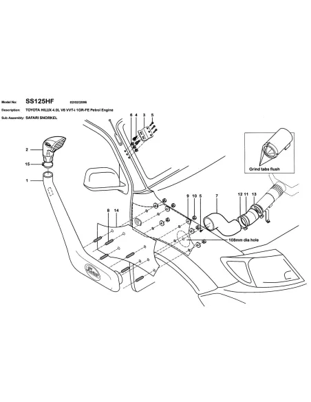 Snorkel Safari Toyota Hilux Vigo V6 4 0L Essence SAFARI SNORKEL -