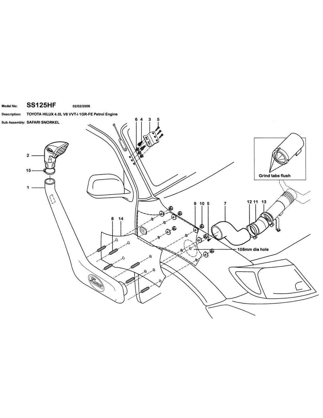 Snorkel Safari Toyota Hilux Vigo V6 4 0L Essence SAFARI SNORKEL -