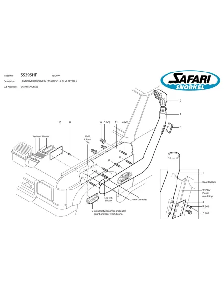 Snorkel Safari Land Rover Discovery Série 2 TD5 V8 SAFARI SNORKEL -