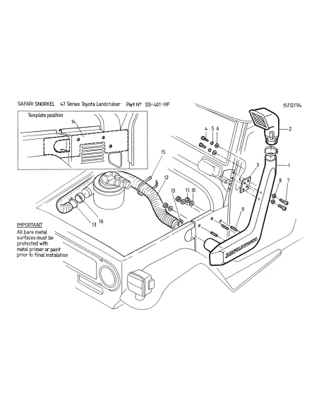 Snorkel Safari Toyota Land Cruiser BJ42 BJ46 3B SAFARI SNORKEL -