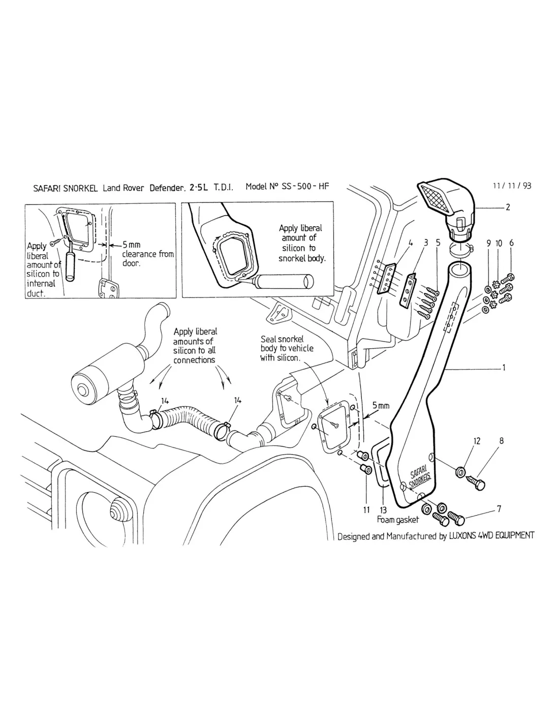 Snorkel Safari Land Rover Defender 200TDI SAFARI SNORKEL - accessoire