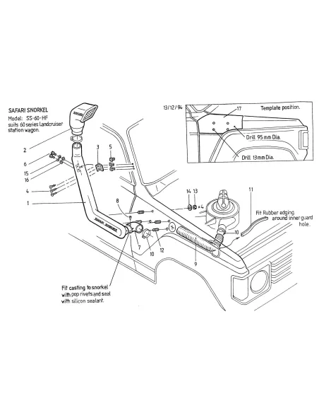 Snorkel Safari Land Cruiser HJ60 HJ61 SAFARI SNORKEL - accessoire 4x4