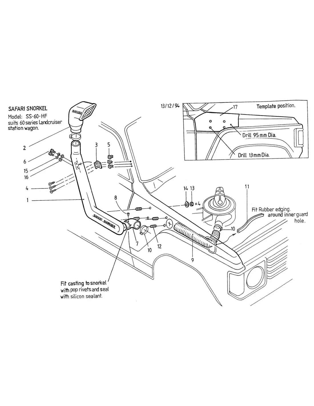 Snorkel Safari Land Cruiser HJ60 HJ61 SAFARI SNORKEL - accessoire 4x4