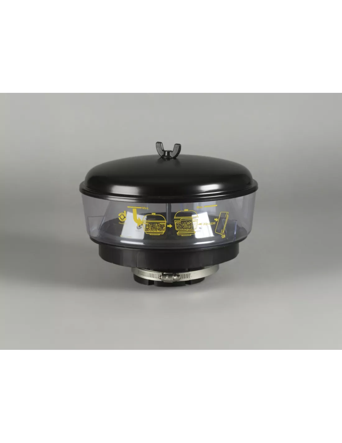 Préfiltre cyclonique Donaldson transparent Ø10 avec entrée Ø4