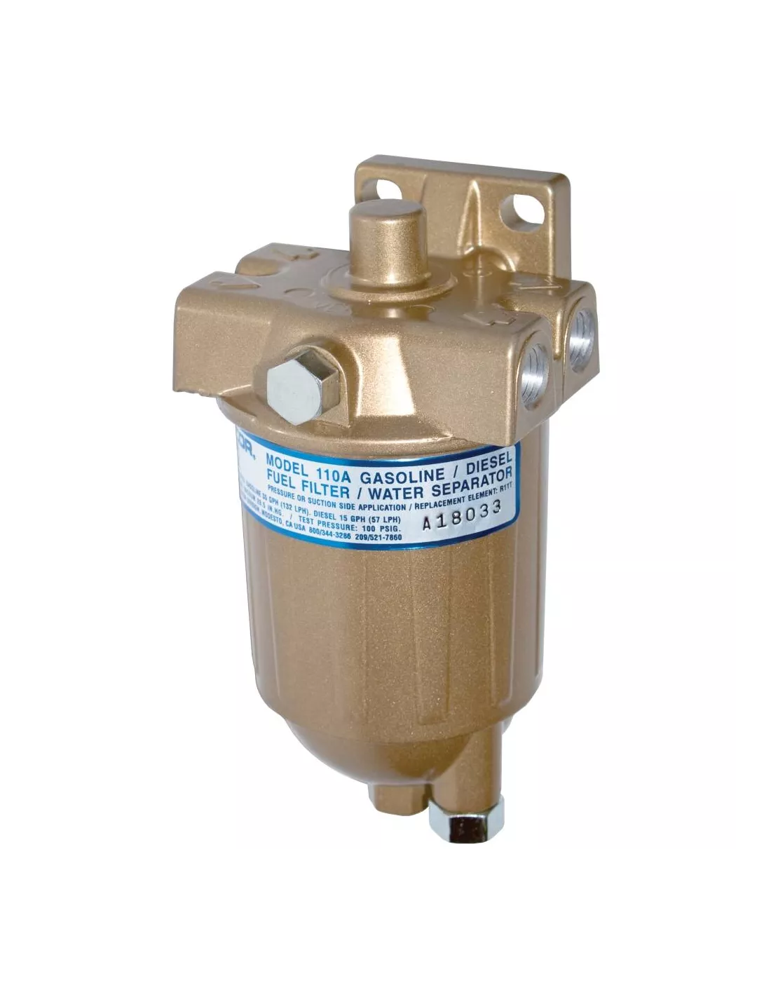 Préfiltre Racor RA110 avec séparateur d'eau - Débit 57L/h -