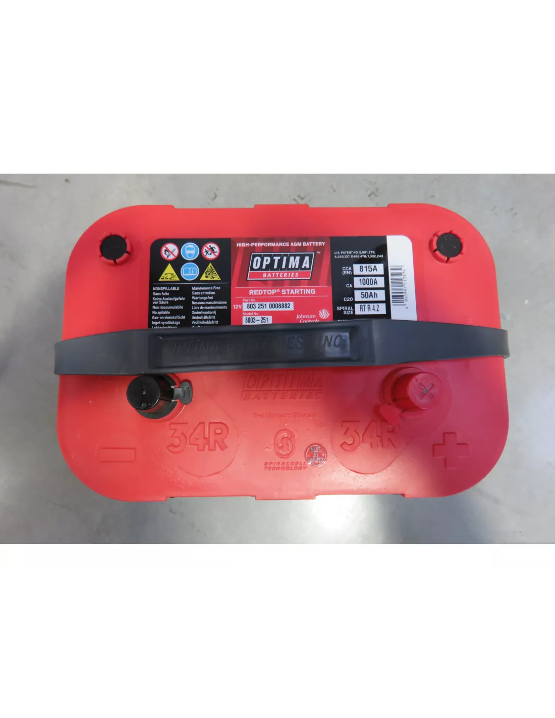 BATTERIE RED TOP R 4 2L OPTIMA ROUGE 815 OPTIMA - accessoire 4x4