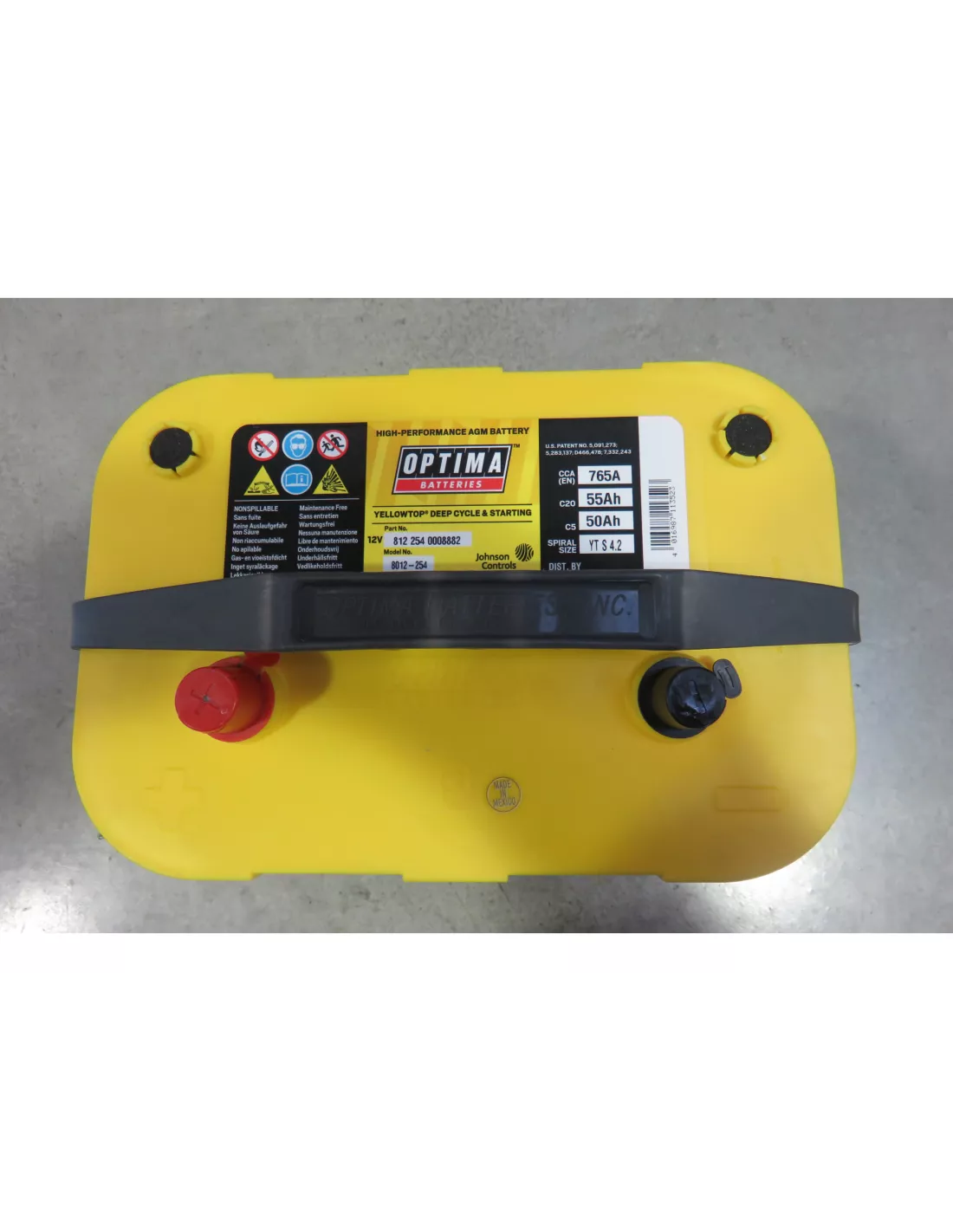 BATTERIE YELLOW TOP S 4 2L OPTIMA JAUNE OPTIMA - accessoire 4x4