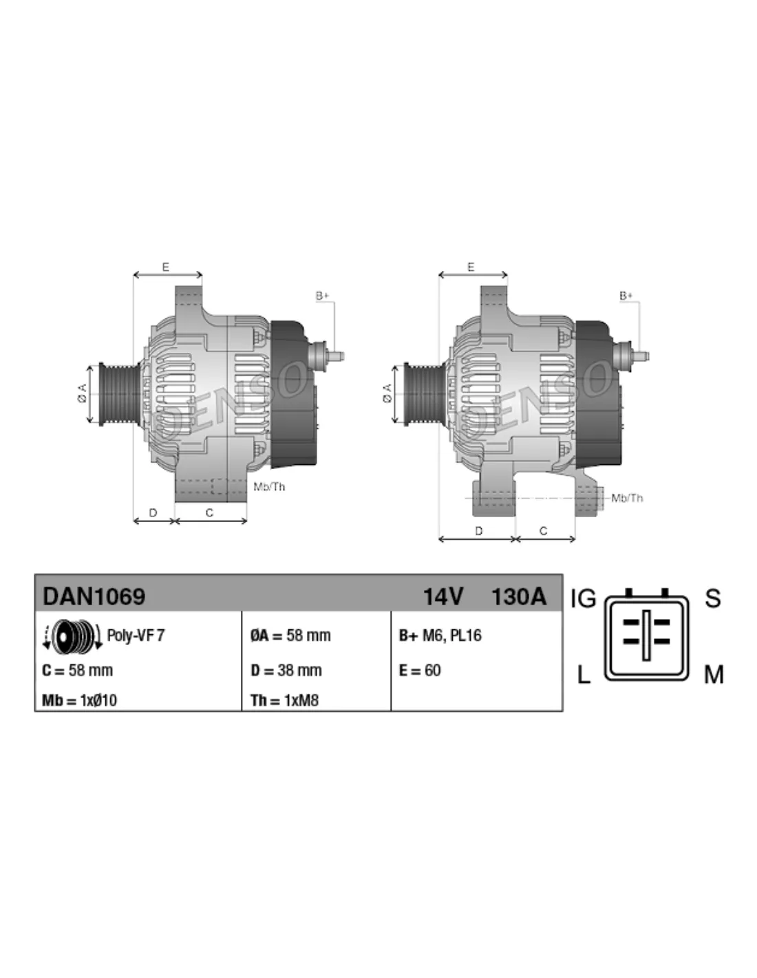 Alternateur Denso 12V 130A NEUF Land Cruiser KDJ12 KDJ15 DENSO -