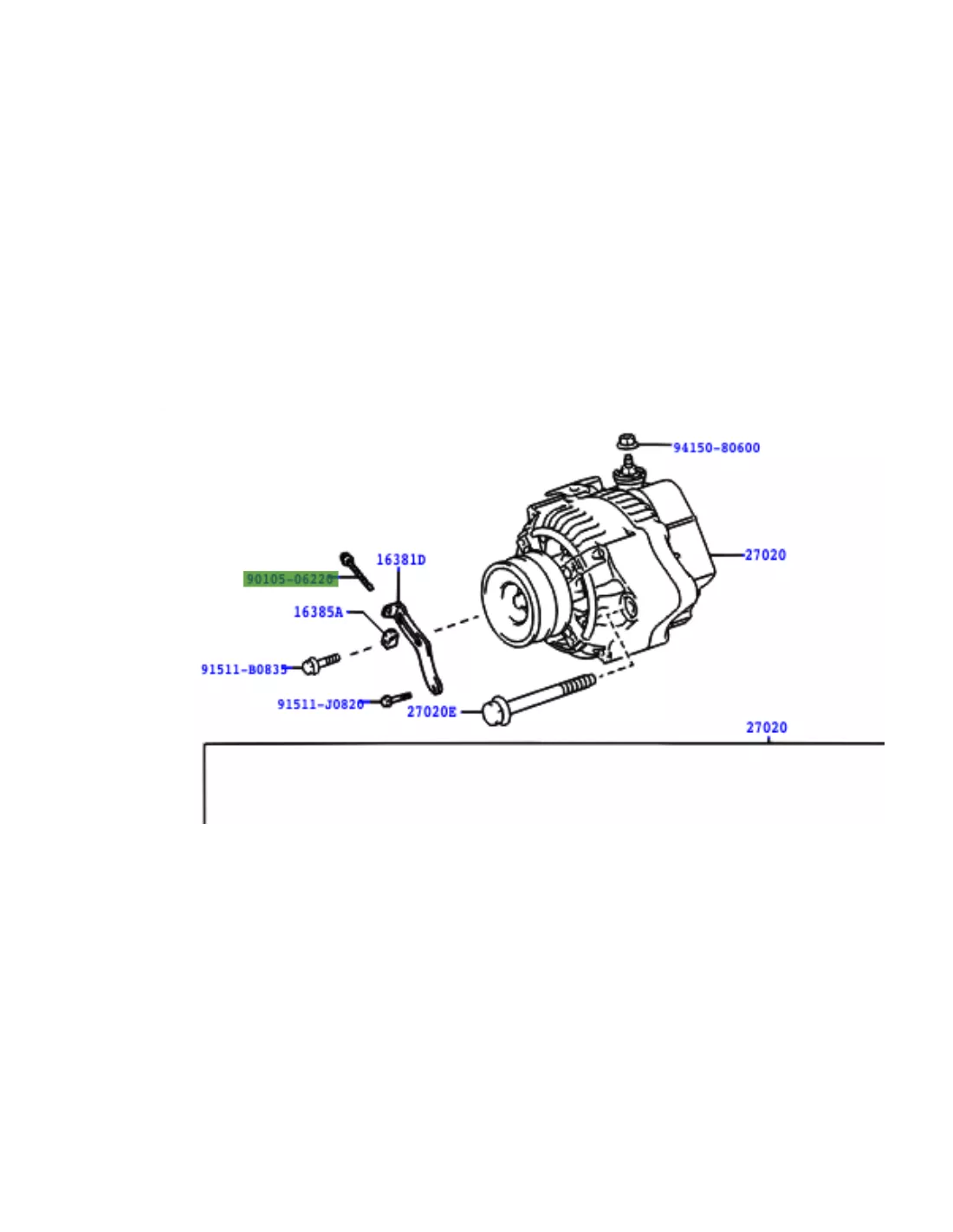 Boulon de réglage tension courroie alternateur KZJ7 KZJ9 TOYOTA -