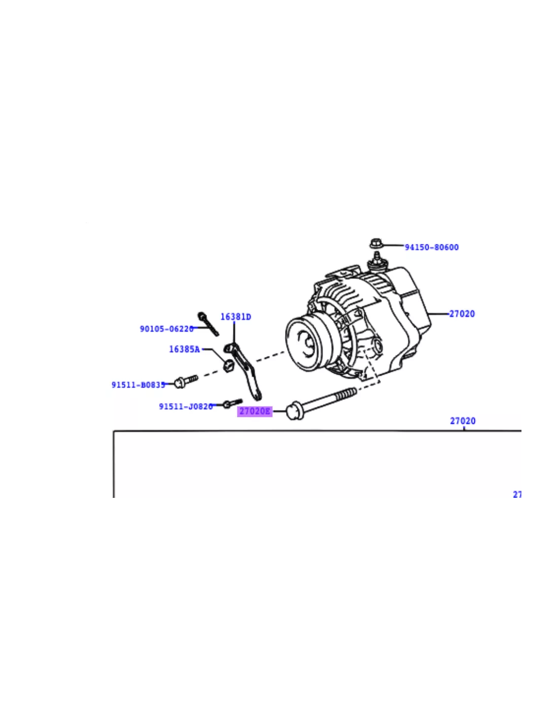 Boulon fixation alternateur KZJ KDJ TOYOTA - accessoire 4x4