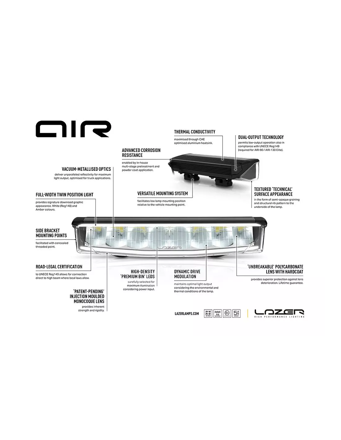 Barre de leds Lazer AIR-130 Elite LAZER - accessoire 4x4