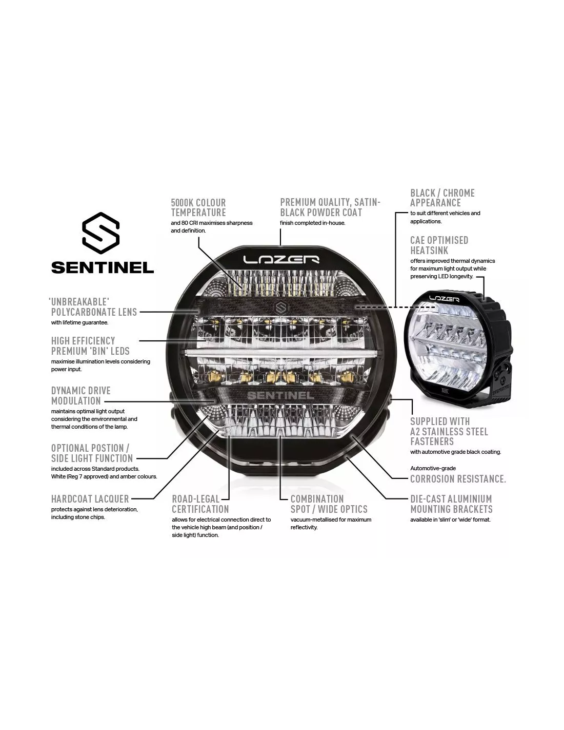 Longue portée LED Lazer Sentinel 9 Elite Noir LAZER - accessoire 4x4