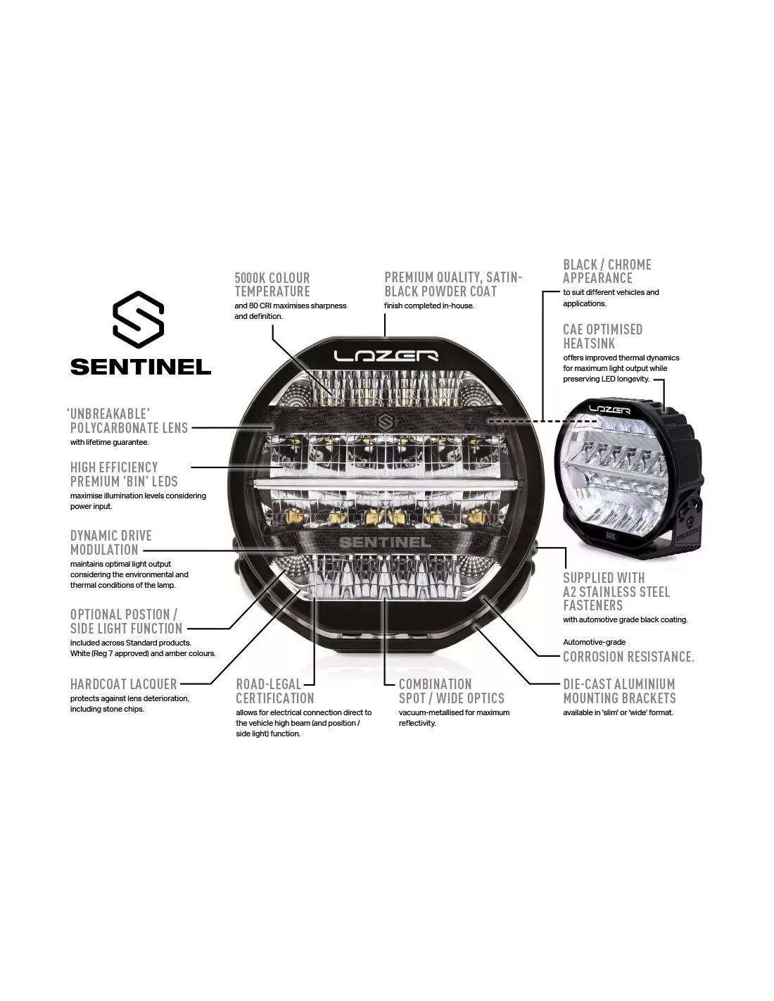 Longue portée LED Lazer Sentinel 9 Blanc LAZER - accessoire 4x4