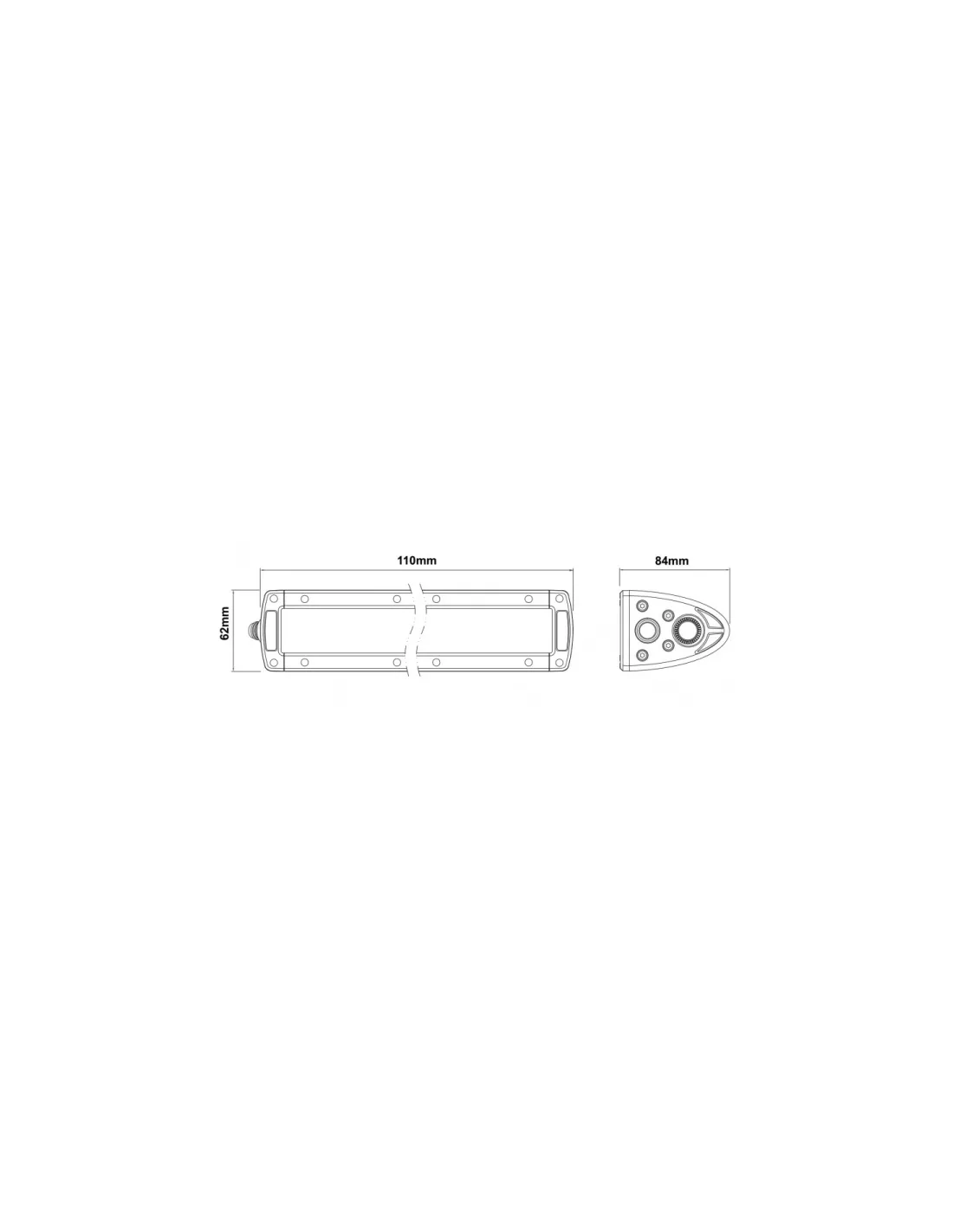 Barre LED Spot Beam 2 LED 20W / 1800 lumens - avec fixation