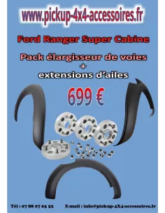 Pack élargiseurs d'ailes + élargisseurs de voies pour Ford Ranger