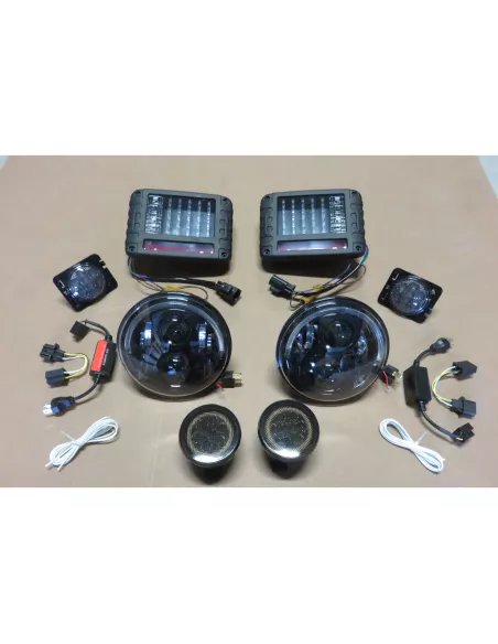 Pack feux complet cristal leds fumé pour Jeep Wrangler JK DTC PARTS -