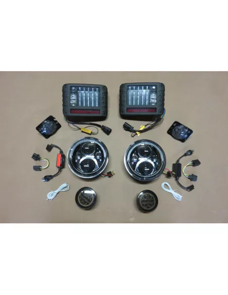 Pack feux complet cristal leds fumé pour Jeep Wrangler JK DTC PARTS -