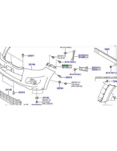 Support guide de pare chocs avant droit Hilux Vigo 2012-2015 TOYOTA -