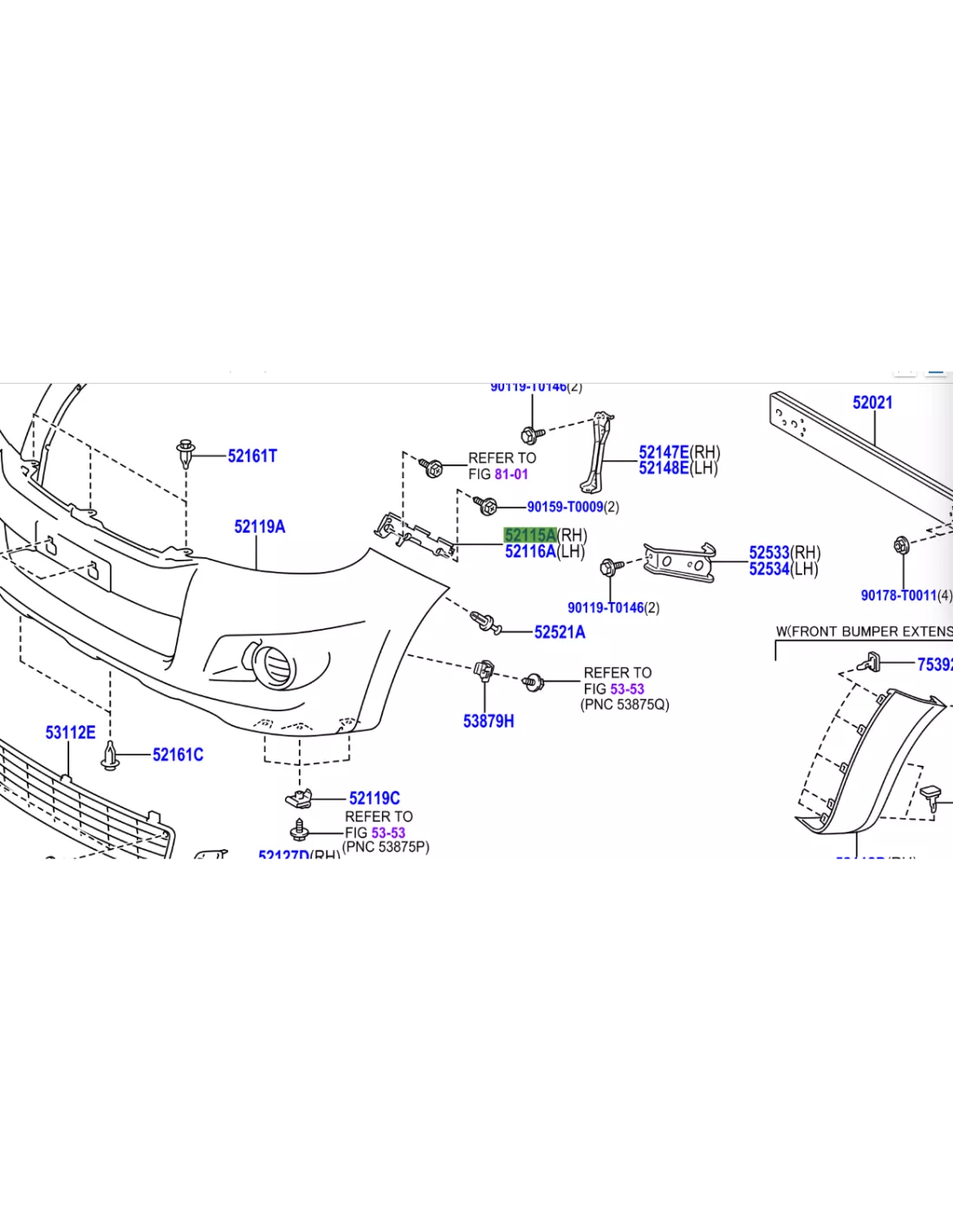 Support guide de pare chocs avant droit Hilux Vigo 2012-2015 TOYOTA -