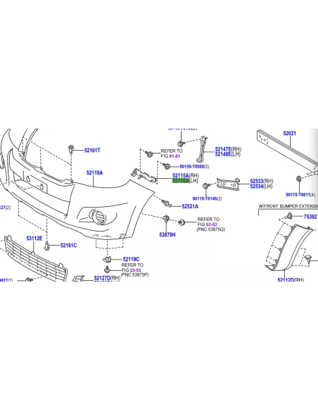Support guide de pare chocs avant gauche Hilux Vigo 2012-2015 TOYOTA