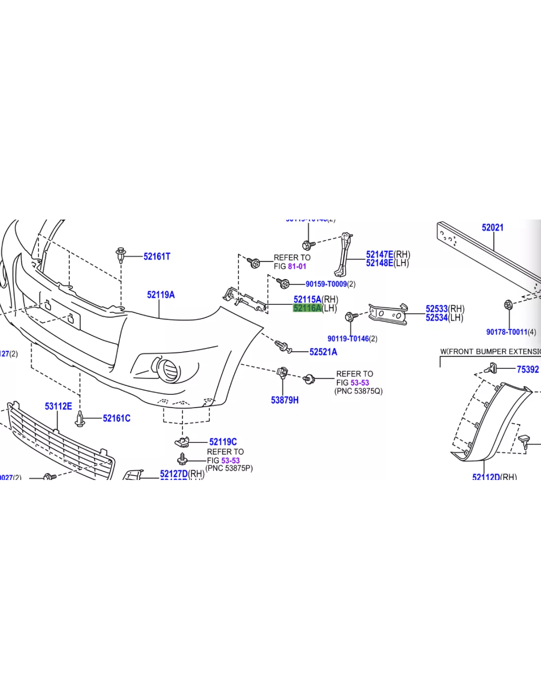 Support guide de pare chocs avant gauche Hilux Vigo 2012-2015 TOYOTA