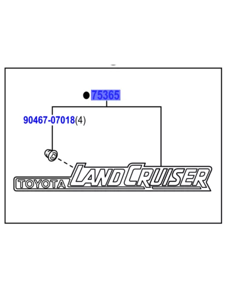 Monogramme chromé logo TOYOTA LAND CRUISER aile avant TOYOTA -