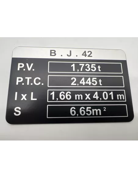 PLAQUE DE TARE BJ42 DTC PARTS - accessoire 4x4