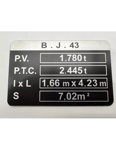 PLAQUE DE TARE BJ43 DTC PARTS - accessoire 4x4