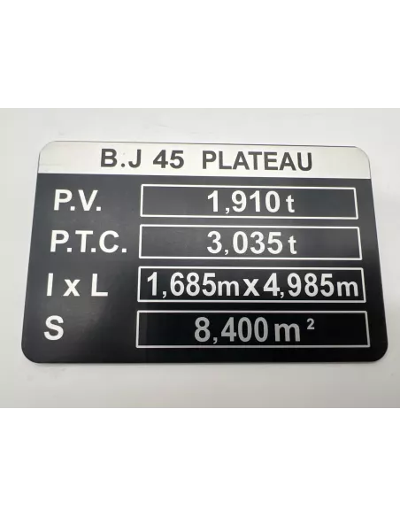PLAQUE DE TARE BJ45 DTC PARTS - accessoire 4x4