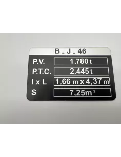 PLAQUE DE TARE BJ46 DTC PARTS - accessoire 4x4