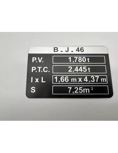 PLAQUE DE TARE BJ46 DTC PARTS - accessoire 4x4