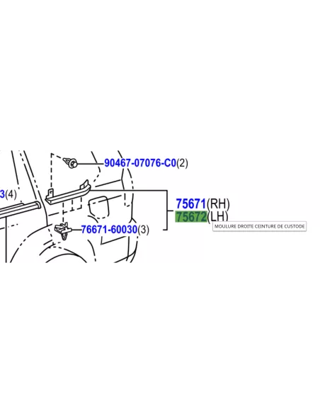 Moulure extérieure custode arrière gauche KDJ120 TOYOTA - accessoire