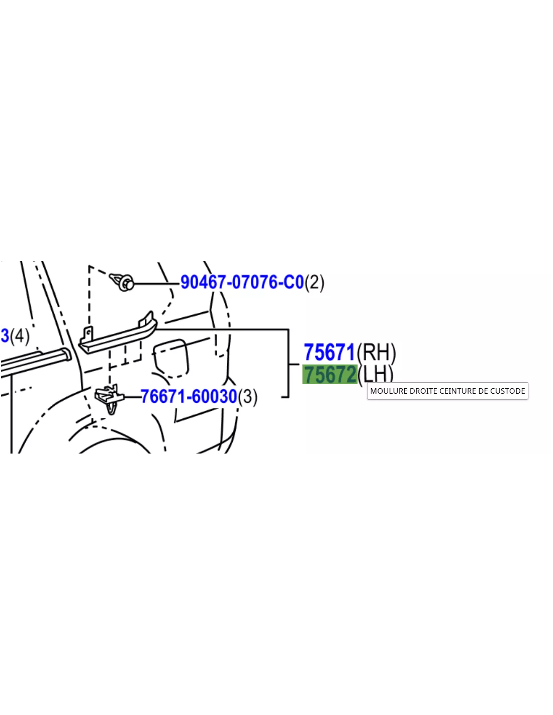 Moulure extérieure custode arrière gauche KDJ120 TOYOTA - accessoire