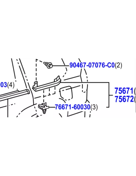 Moulure extérieure custode arrière gauche KDJ125 TOYOTA - accessoire