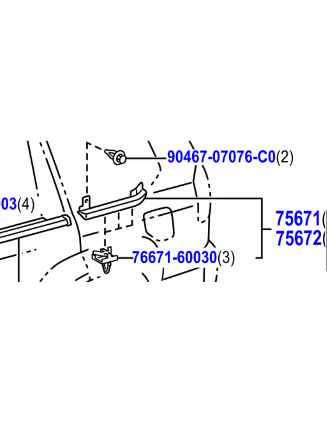 Moulure extérieure custode arrière gauche KDJ125 TOYOTA - accessoire