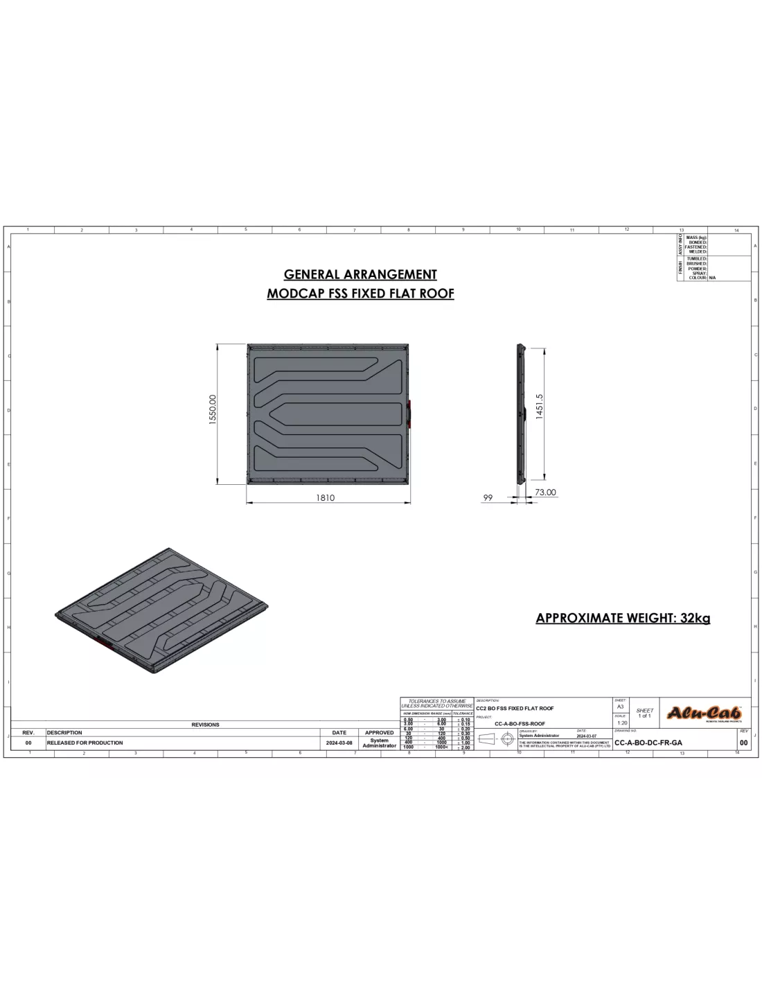 ModCAP Toit de Hardtop pour benne 5 5' Alu-Cab ALU CAB - accessoire