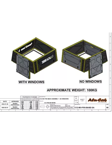 ModCAP Base pour benne 5 5' avec fenêtres Alu-Cab ALU CAB -