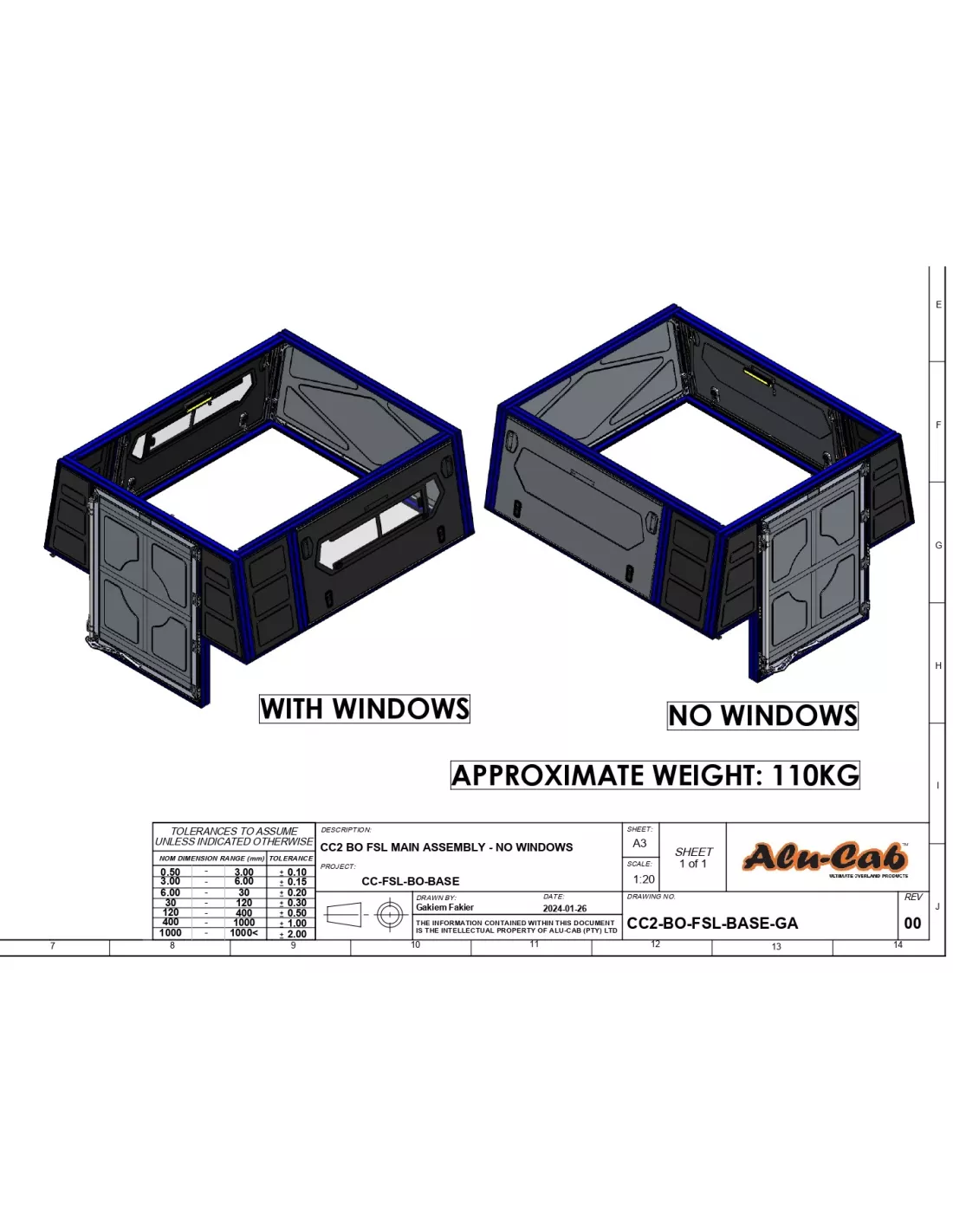 ModCAP Base pour benne 6.5' avec fenêtres Alu-Cab ALU CAB -