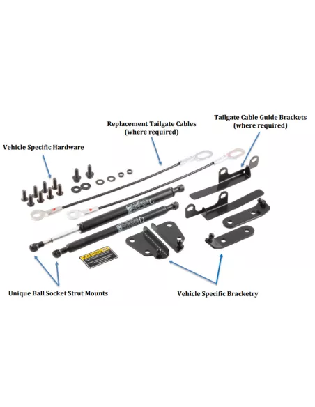 Tailgate assist Ford Ranger 2012-2019 - double vérins d'assistance de