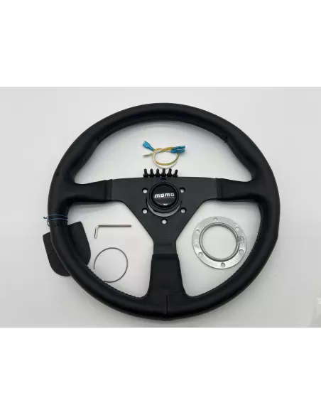Volant plat trois branches cuir noir Ø350mm DTC PARTS - accessoire 4x4