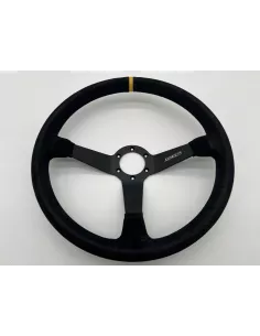 Volant Racing en cuir noir Ø380 en peau retournée DTC PARTS -