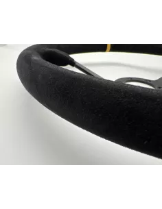Volant Racing en cuir noir Ø380 en peau retournée DTC PARTS - 2