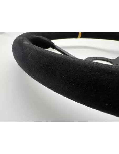 Volant Racing en cuir noir Ø380 en peau retournée DTC PARTS -