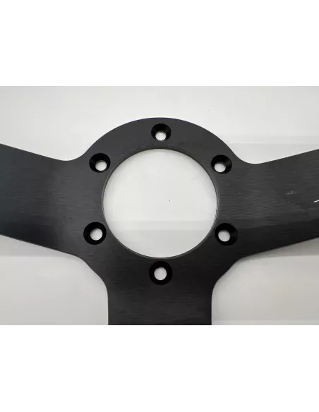 Volant Racing en cuir noir Ø380 en peau retournée DTC PARTS -